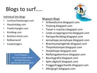 Blogs to surf…..