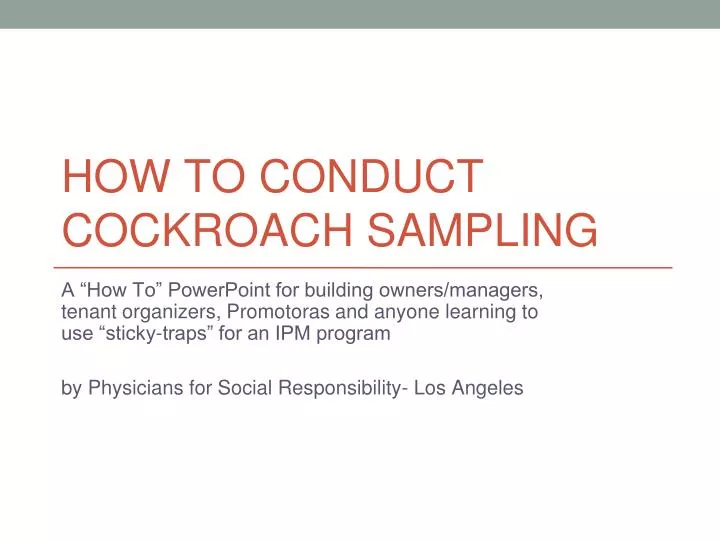 how to conduct cockroach sampling