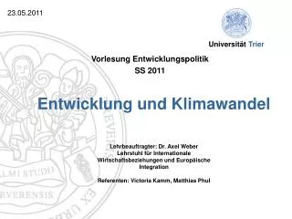 entwicklung und klimawandel