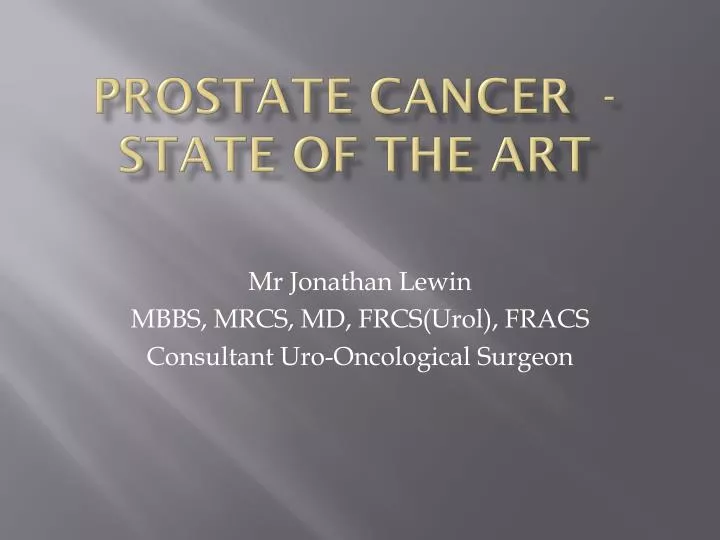prostate cancer state of the art