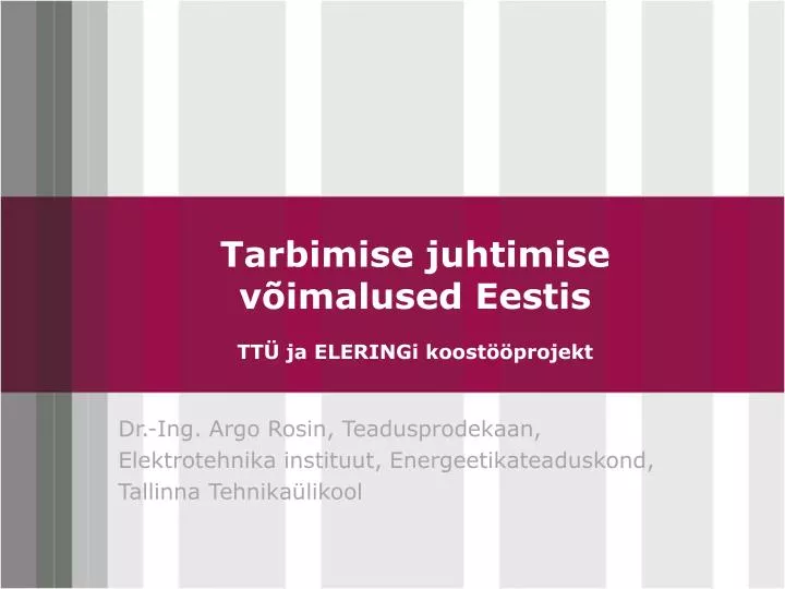 tarbimise juhtimise v imalused eestis tt ja eleringi koost projekt