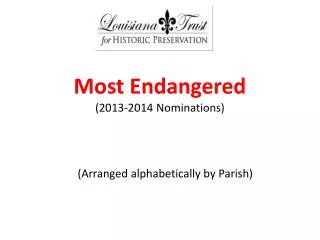 Most Endangered (2013-2014 Nominations)