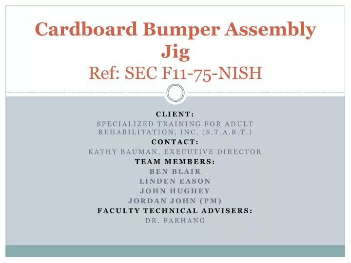 cardboard bumper assembly jig ref sec f11 75 nish
