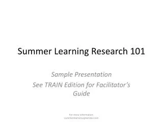 Summer Learning Research 101