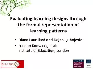 Evaluating learning designs through the formal representation of learning patterns