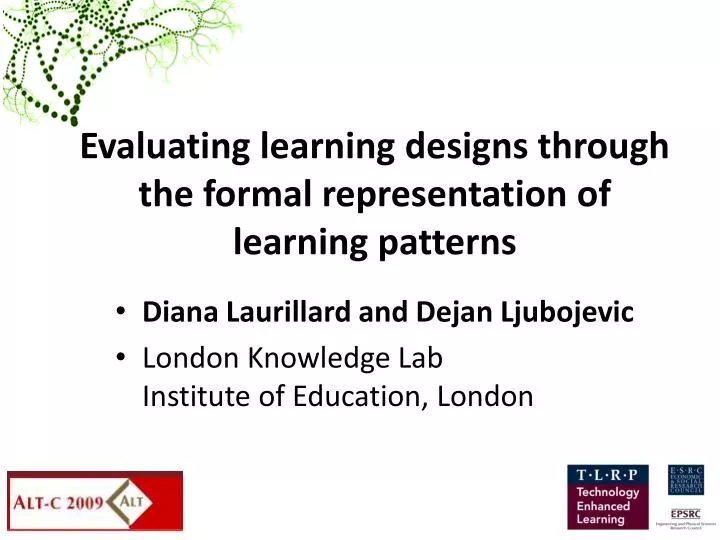 evaluating learning designs through the formal representation of learning patterns