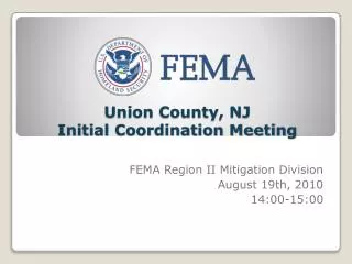 Union County, NJ Initial Coordination Meeting