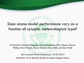 Does ozone model performance vary as a function of synoptic meteorological type?