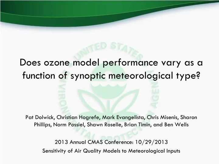does ozone model performance vary as a function of synoptic meteorological type