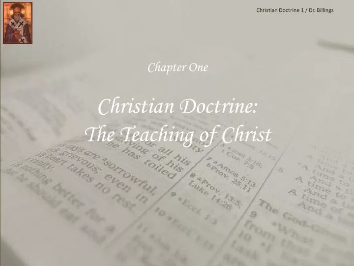 chapter one christian doctrine the teaching of christ