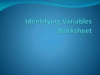 Identifying Variables Worksheet