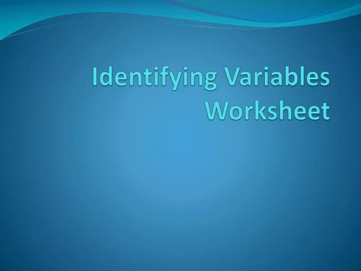 identifying variables worksheet