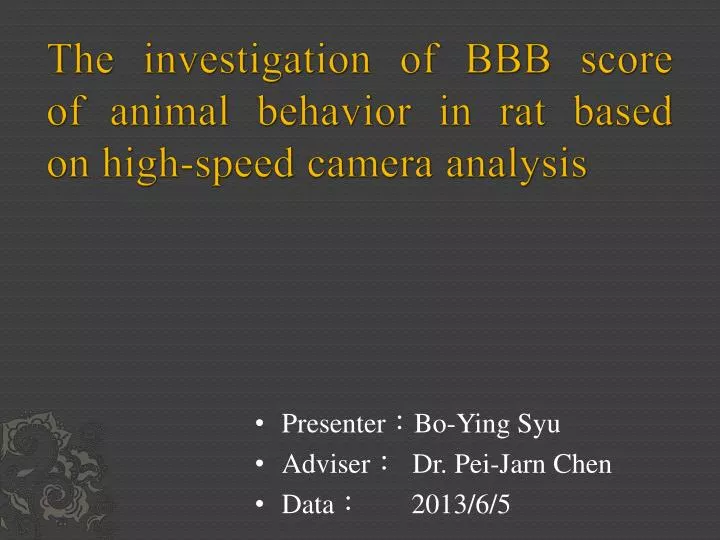 the investigation of bbb score of animal behavior in rat based on high speed camera analysis