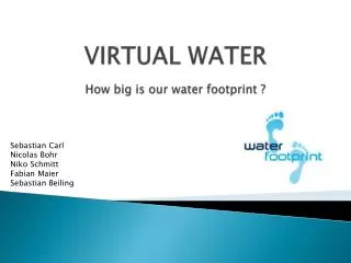 VIRTUAL WATER How big is our water footprint ?