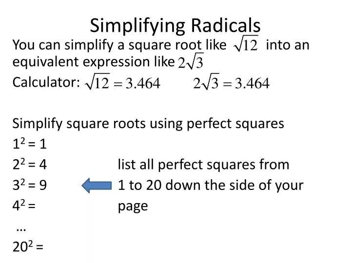 simplifying radicals