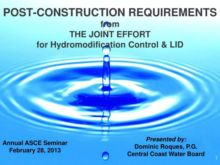 post construction requirements from the joint effort for hydromodification control lid