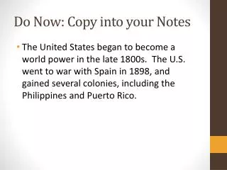 Do Now: Copy into your Notes