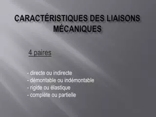 caract ristiques des liaisons m caniques