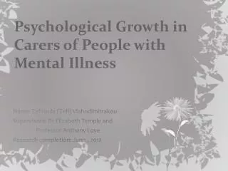 Psychological Growth in Carers of People with Mental Illness