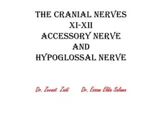 The Cranial Nerves XI-XII Accessory Nerve and Hypoglossal Nerve