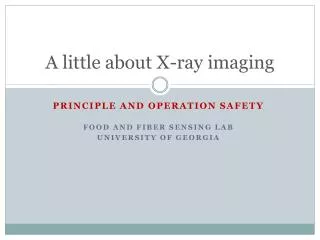 A little about X-ray imaging