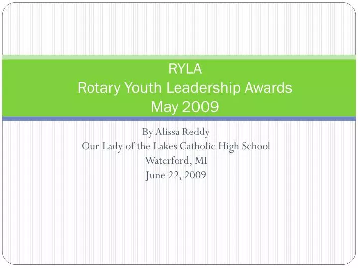 ryla rotary youth leadership awards may 2009
