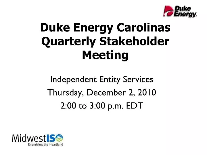 duke energy carolinas quarterly stakeholder meeting