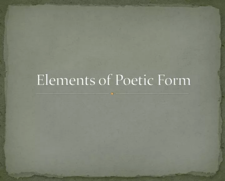 elements of poetic form