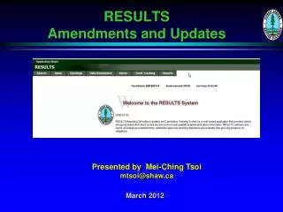 RESULTS Amendments and Updates