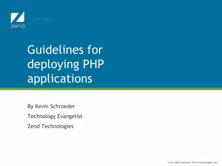 guidelines for deploying php applications