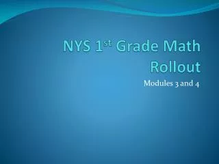 NYS 1 st Grade Math Rollout