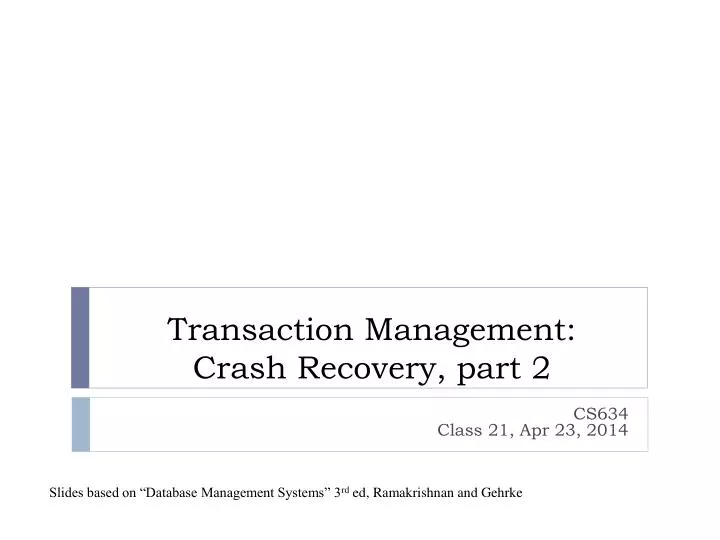 transaction management crash recovery part 2