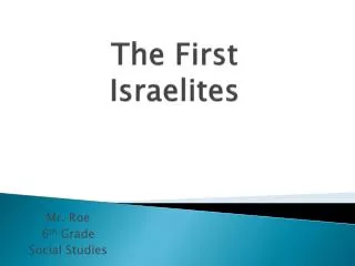 The First Israelites