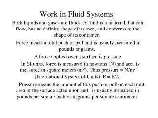 work in fluid systems