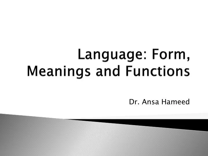 language form meanings and functions