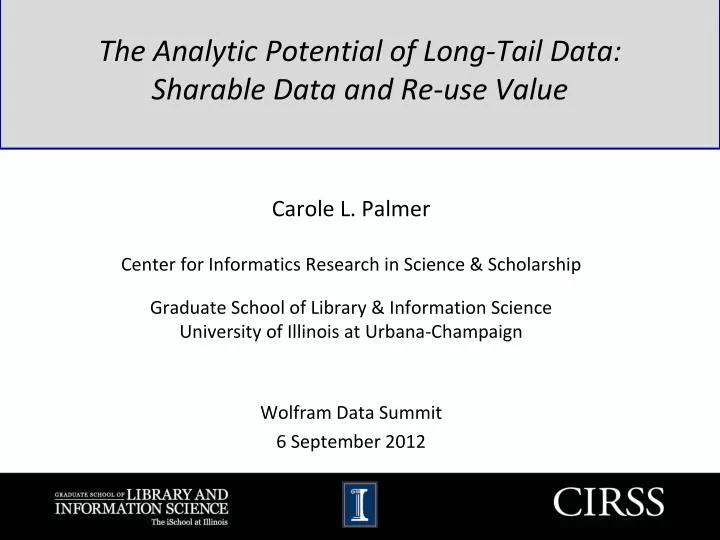 the analytic potential of long tail data sharable data and re use value