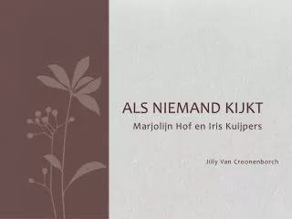 als niemand kijkt