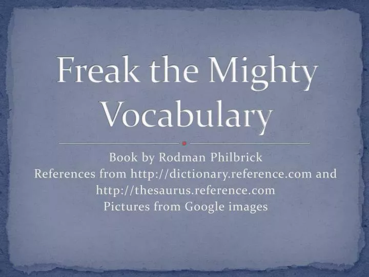 freak the mighty vocabulary