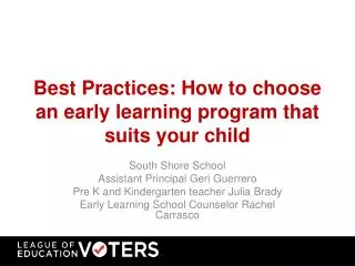Best Practices: How to choose an early learning program that suits your child