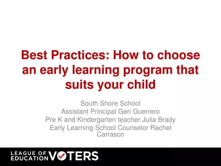 best practices how to choose an early learning program that suits your child