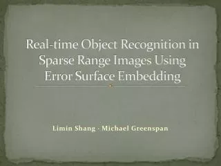 Real-time Object Recognition in Sparse Range Images Using Error Surface Embedding