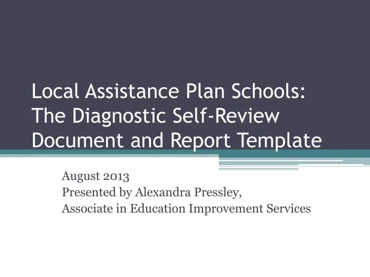 local assistance plan schools the diagnostic self review document and report template