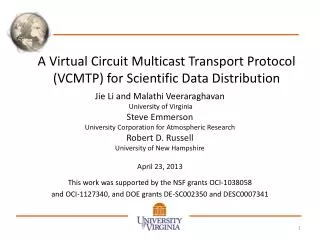 A Virtual Circuit Multicast Transport Protocol (VCMTP) for Scientific Data Distribution