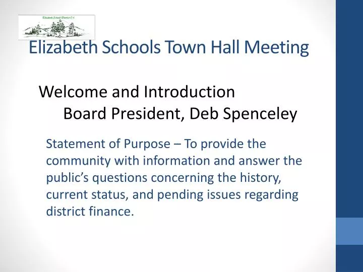 elizabeth schools town hall meeting