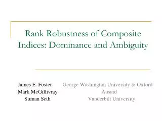 Rank Robustness of Composite Indices: Dominance and Ambiguity
