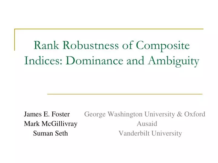 rank robustness of composite indices dominance and ambiguity