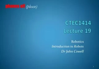 CTEC1414 Lecture 19