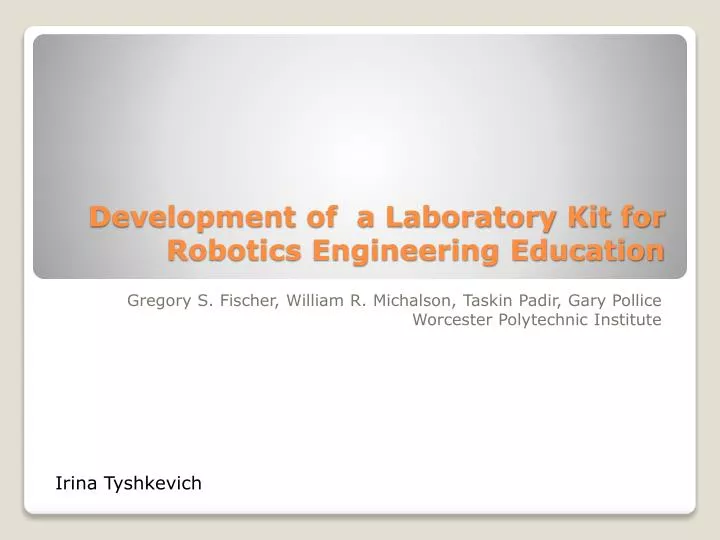 development of a laboratory kit for robotics engineering education