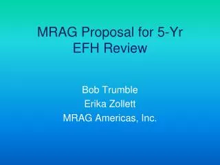 MRAG Proposal for 5-Yr EFH Review