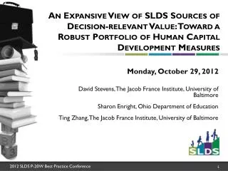 Monday, October 29, 2012 David Stevens, The Jacob France Institute, University of Baltimore